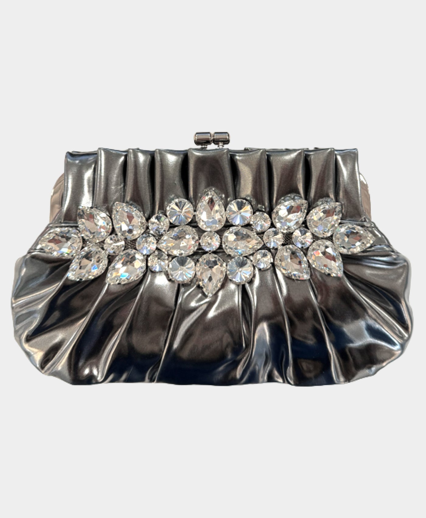 Pleated Crystal Clutch Bag view 1