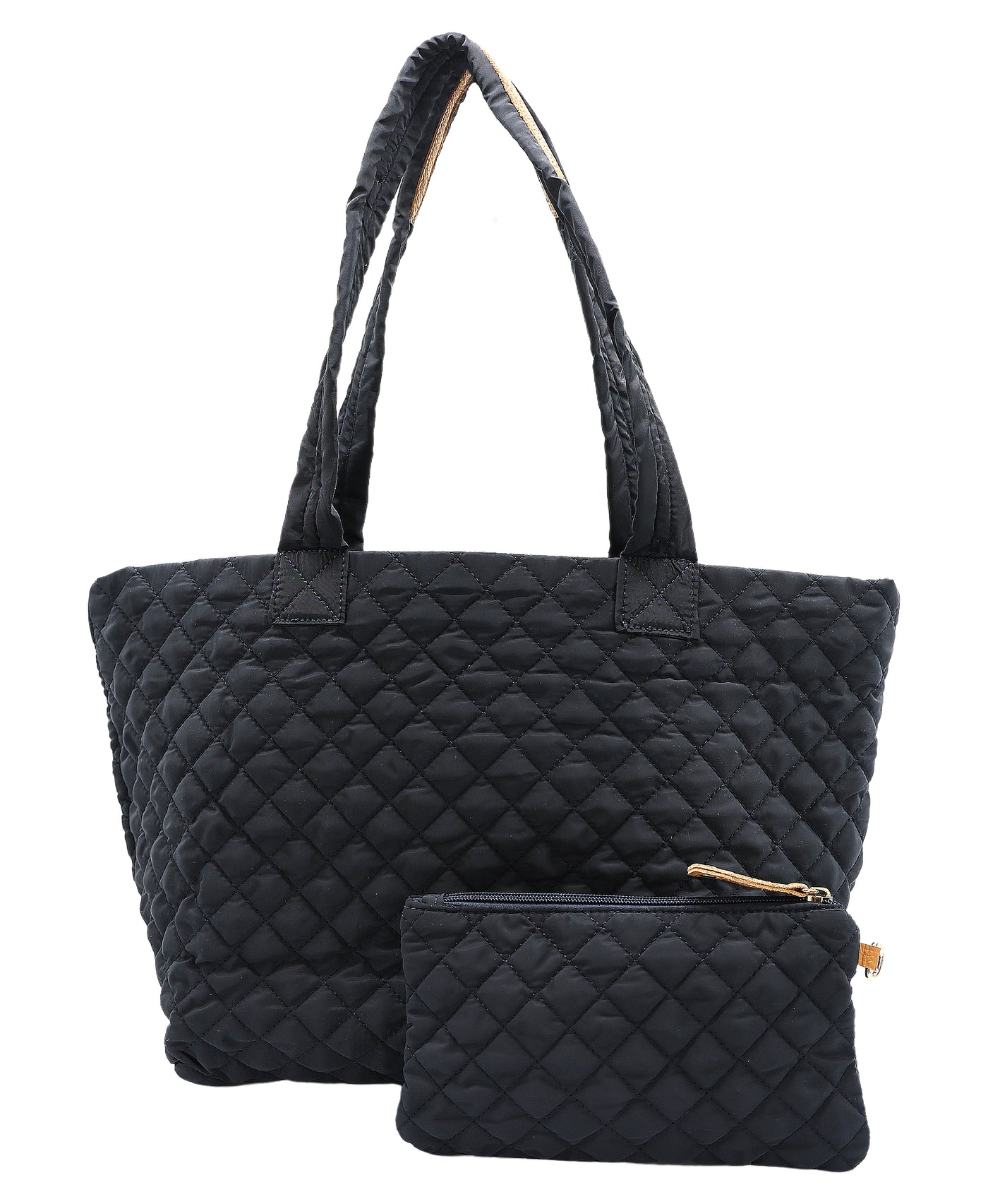 Nylon Quilted Tote Bag w/ Wristlet view 1