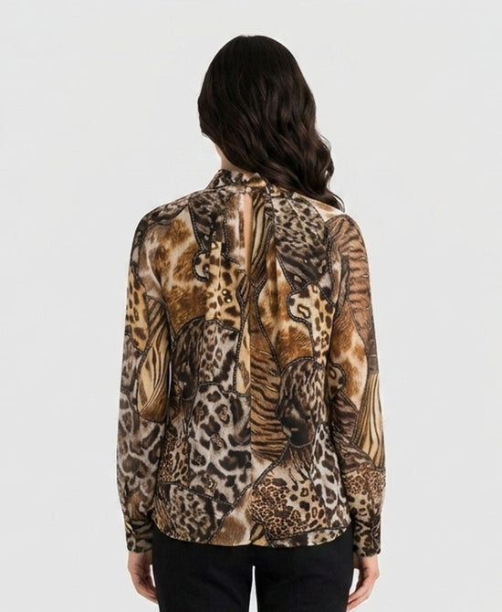 
Animal Print Blouse w/ Gold in BROWN/BLACK view 2