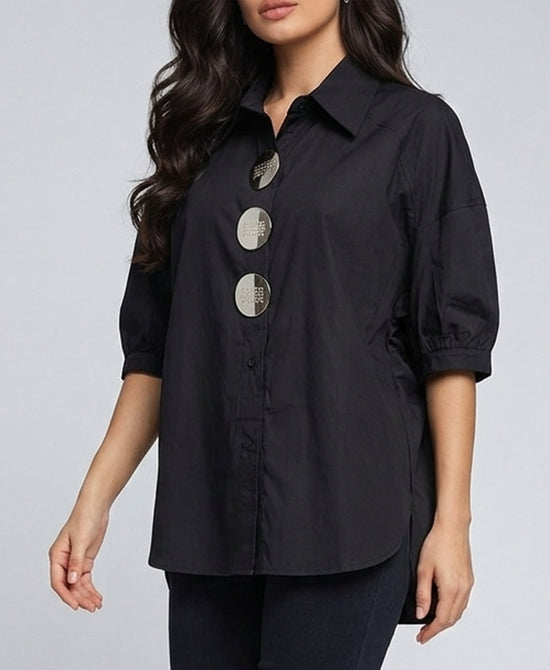 
Shirt w/ Oversized Snaps in BLACK view 1