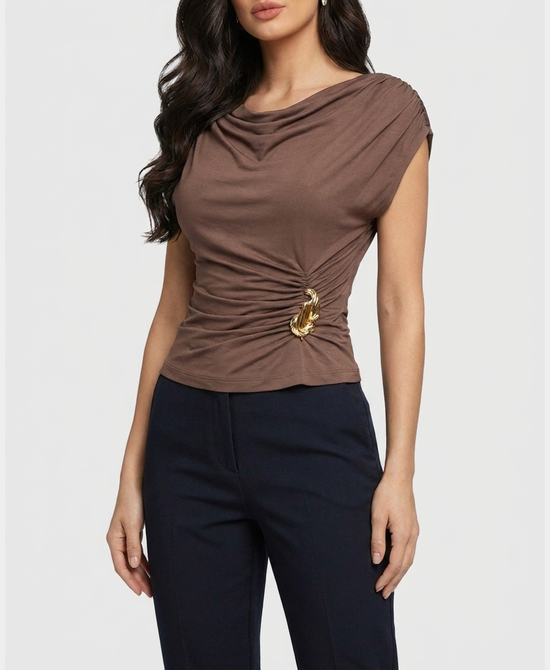 
Draped Top in BROWN view 1