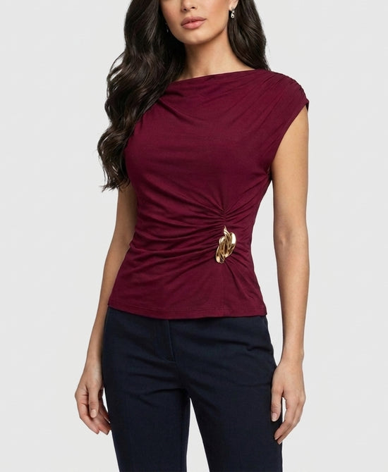 
Draped Top in BURGUNDY view 1
