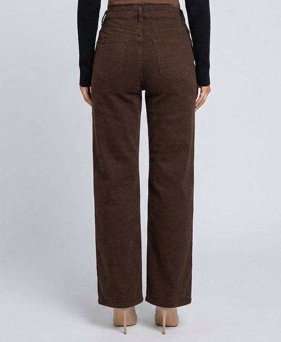 
Wide Leg Crop Stretch Jeans in BROWN view 2