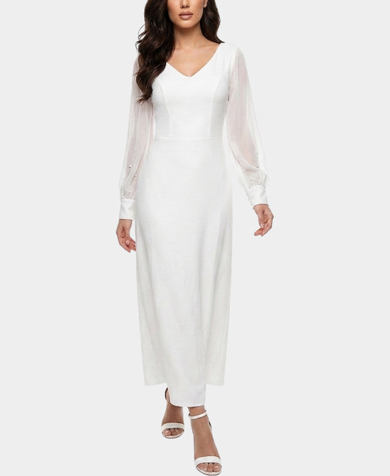 
Maxi Dress w/ Chiffon Sleeves in WHITE view 1