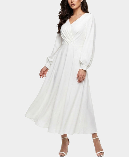 
Solid Midi Dress in WHITE view 1
