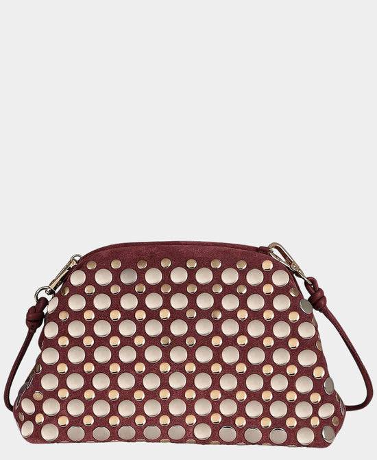 
Suede Studded Clutch Bag in BURGUNDY view 2