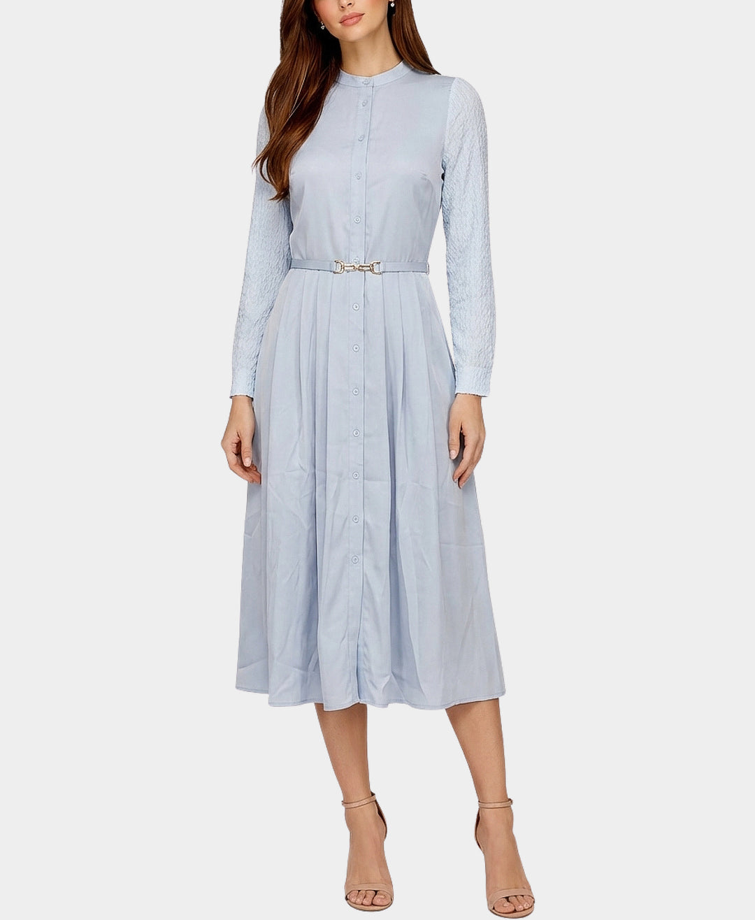 Cable Knit & Satin Midi Dress XS / LIGHT BLUE Cable Knit & Satin Midi Dress XS / LIGHT BLUE
