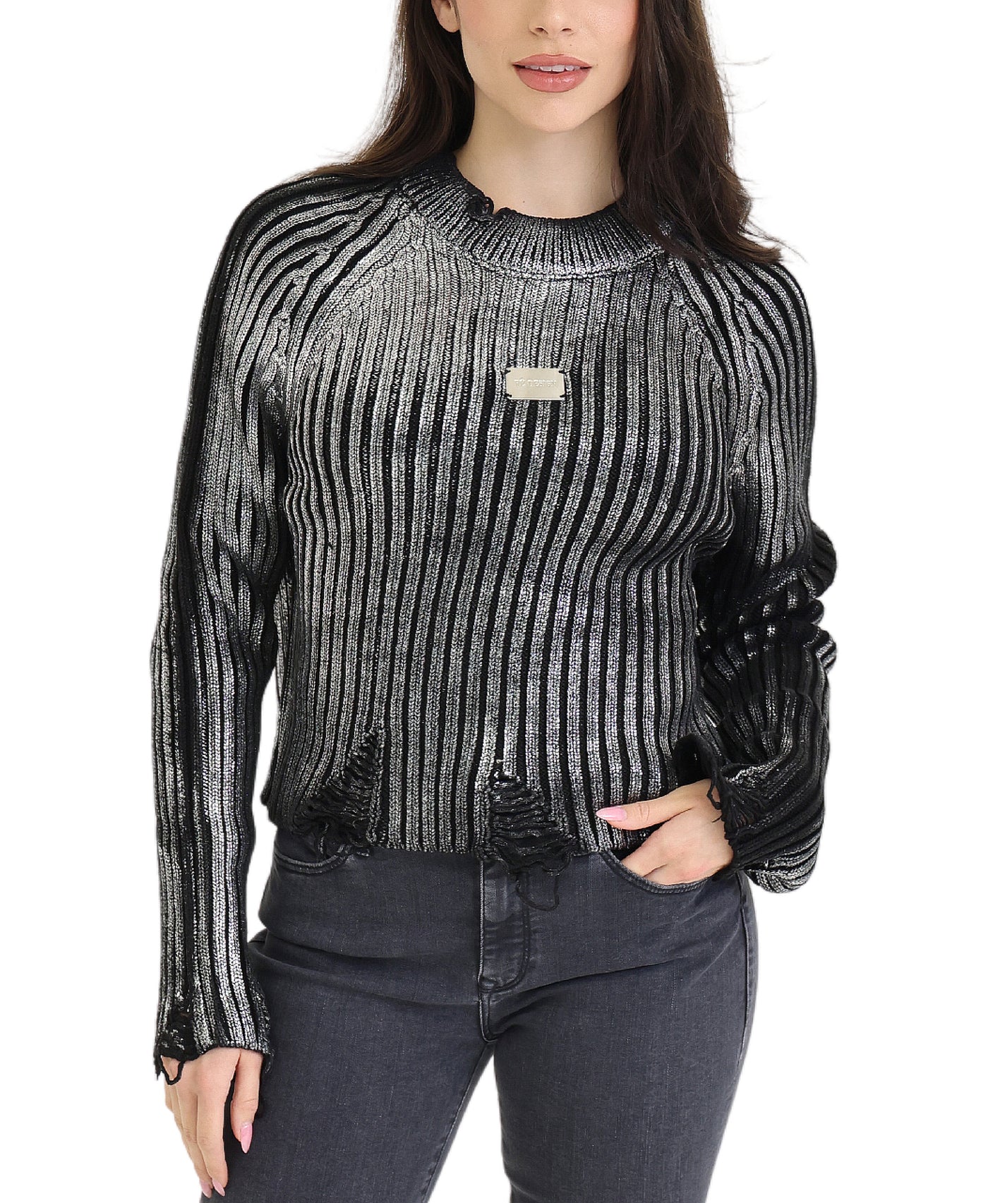 Ribbed Foil Sweater view 1