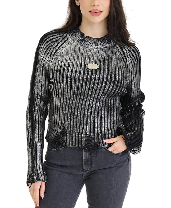 Ribbed Foil Sweater view 