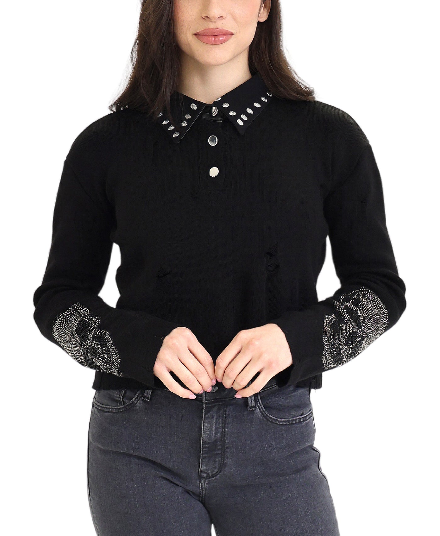 Collar Top w/ Skull Detail view 1