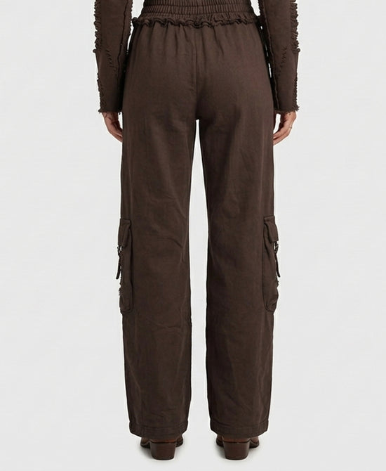 
Distressed Wide Leg Pants in BROWN view 2