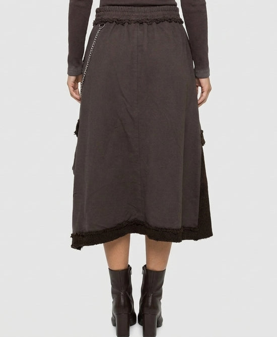 
Distressed Asymmetrical Midi Skirt in BROWN view 2