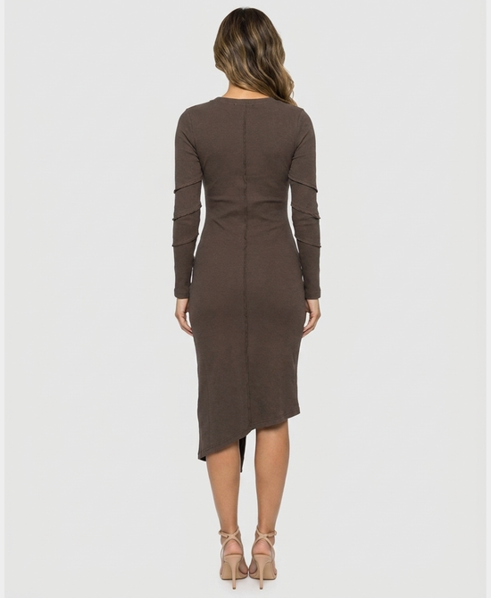
Asymmetrical Bodycon Dress in BROWN view 2