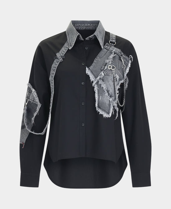 Blouse w/ Denim Trim view 