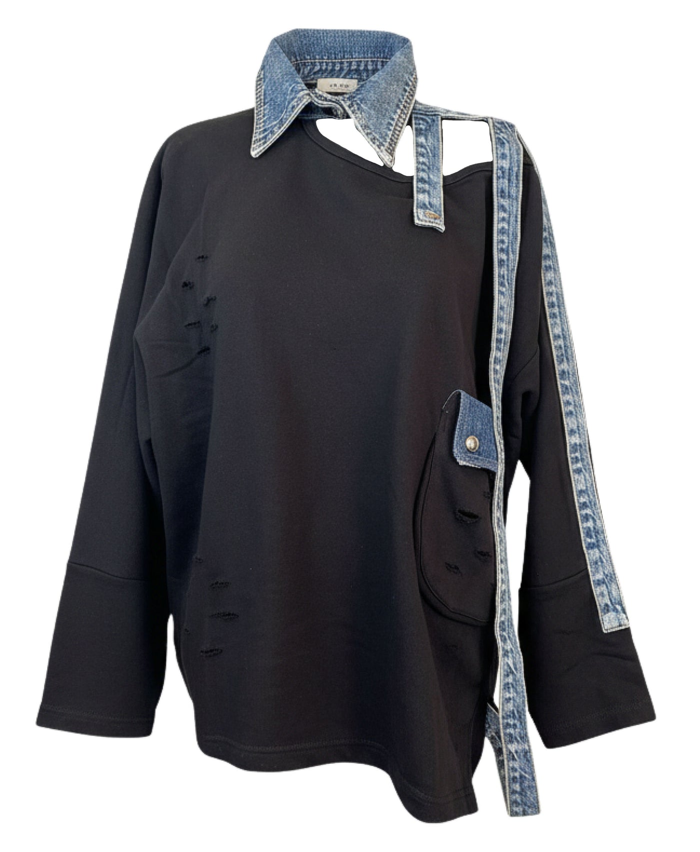 Denim & Fleece Top view 1