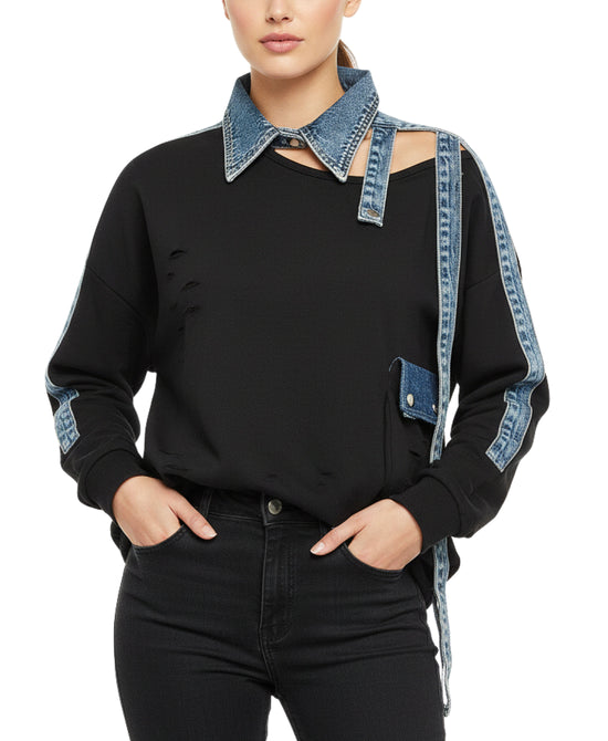 Denim & Fleece Top view 