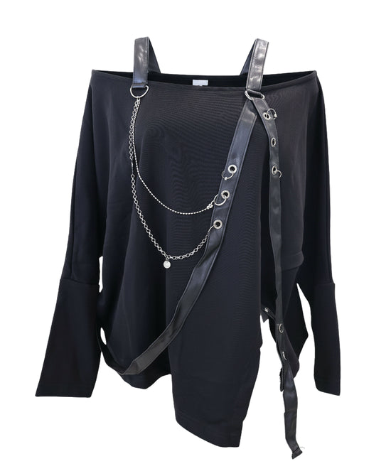 Off The Shoulder Sweatshirt w/ Chains view 