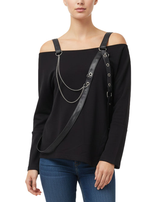 Off The Shoulder Sweatshirt w/ Chains view 