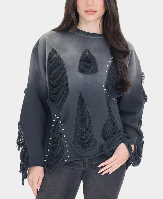 Distressed Ombre Top w/ Studs view 