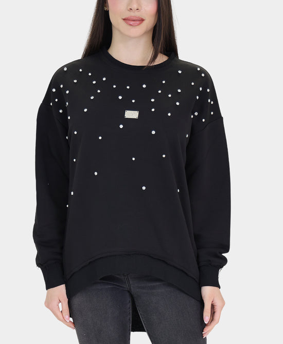 Rhinestone & Stud Hi-Lo Sweatshirt view 
