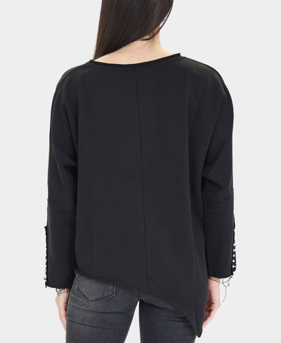 Distressed Sweatshirt w/ Studs image 2