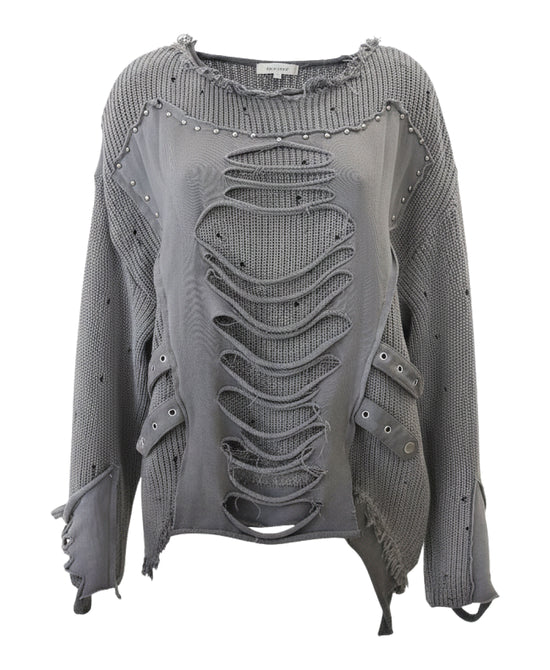 Distressed Sweater w/ Studs view 
