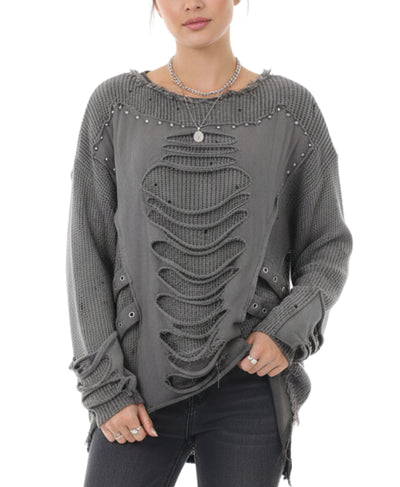 Distressed Sweater w/ Studs image 2