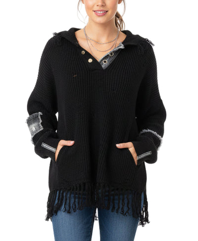 Distressed Sweater w/ Denim Accents image 2