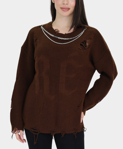 Distressed Sweater w/ Chains image 1