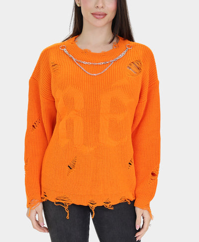 Distressed Sweater w/ Chains image 1