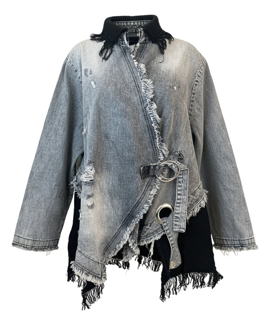 Distressed Denim & Knit Jacket view 