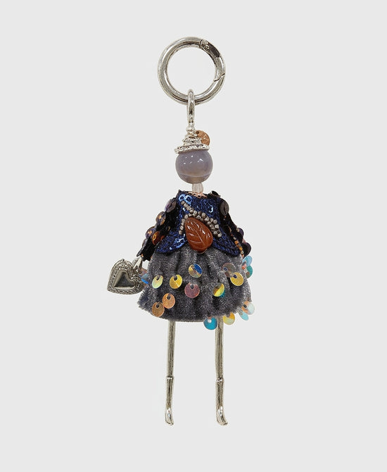
Sequin Doll w/ Heart Keychain/Bag Charm in SILVER/MULTI view 1