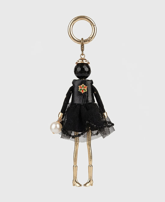 
Doll w/ Faux Pearl Keychain/Bag Charm in BLACK/GOLD view 1