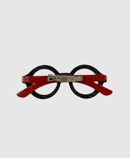 
Printed Round Glasses Brooch in BLACK/RED view 2