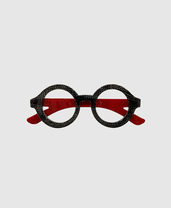 
Printed Round Glasses Brooch in BLACK/RED view 1
