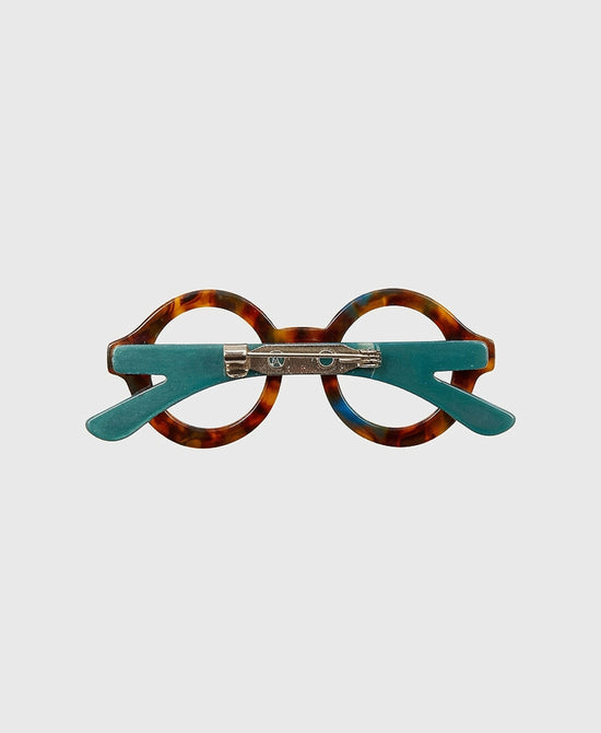 
Round Glasses Brooch in BROWN/BLUE view 2