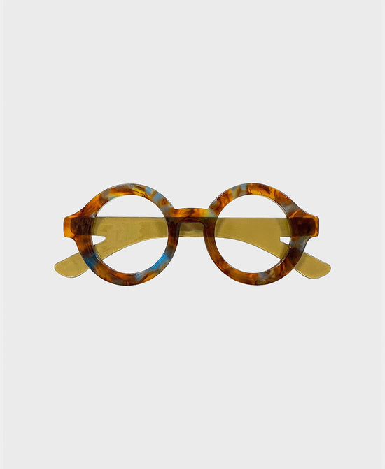 
Round Glasses Brooch in BROWN/BLUE view 1