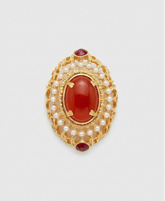 
Oval Stone Brooch in GOLD MULTI view 1