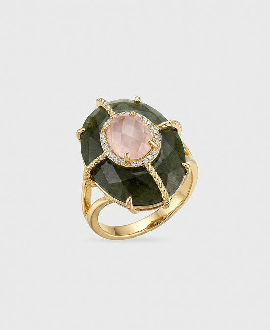 
Natural Stone Oval Ring in GOLD MULTI view 2