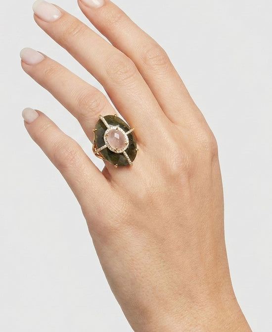 
Natural Stone Oval Ring in GOLD MULTI view 1