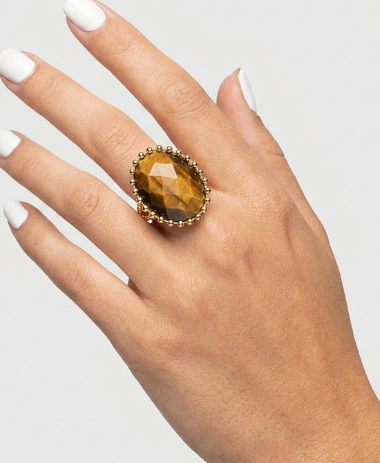 
Natural Stone Oval Ring in BROWN view 1