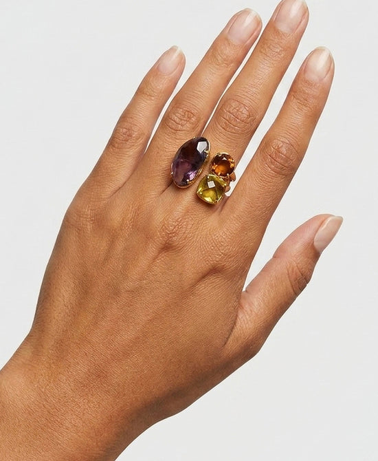 
Natural Triple Stone Ring in GOLD MULTI view 1