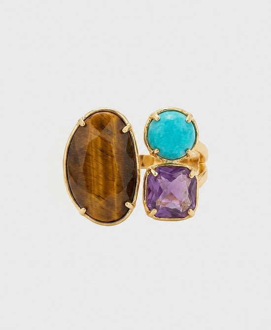 
Natural Triple Stone Ring in BROWN MULTI view 2