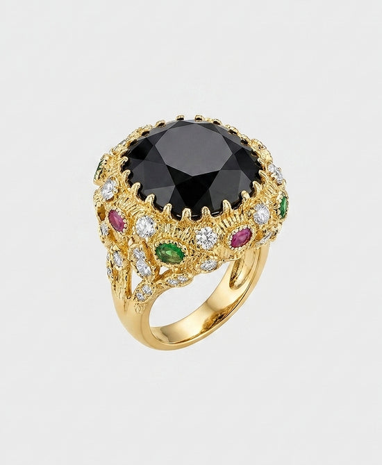 
Natural Stone Square Ring in BLACK MULTI view 2