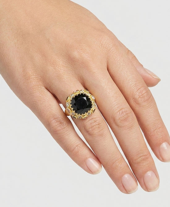 
Natural Stone Square Ring in BLACK MULTI view 1