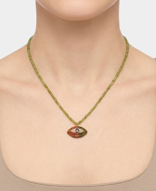 Natural Stone Beaded Pendant Necklace view 1