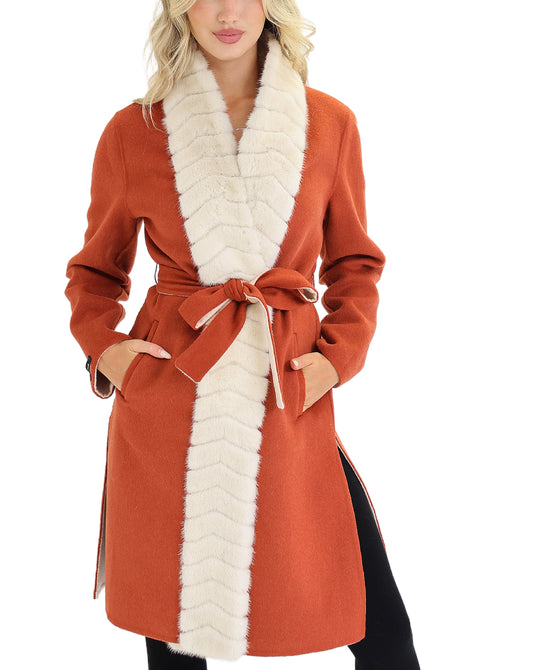 Wool Coat w/ Mink Fur Trim view 1