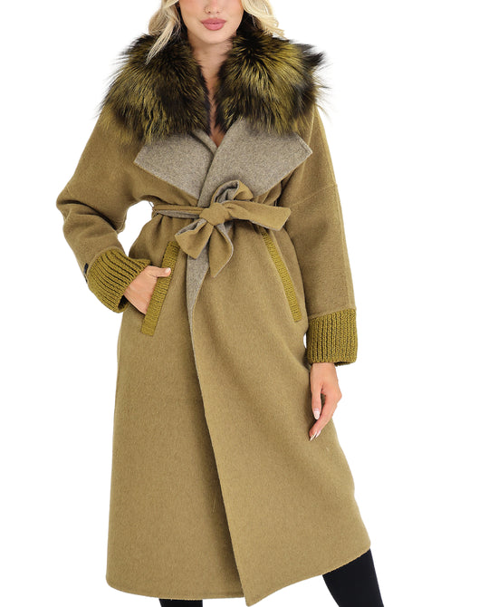 Wool Coat w/ Fox Fur Trim view 1