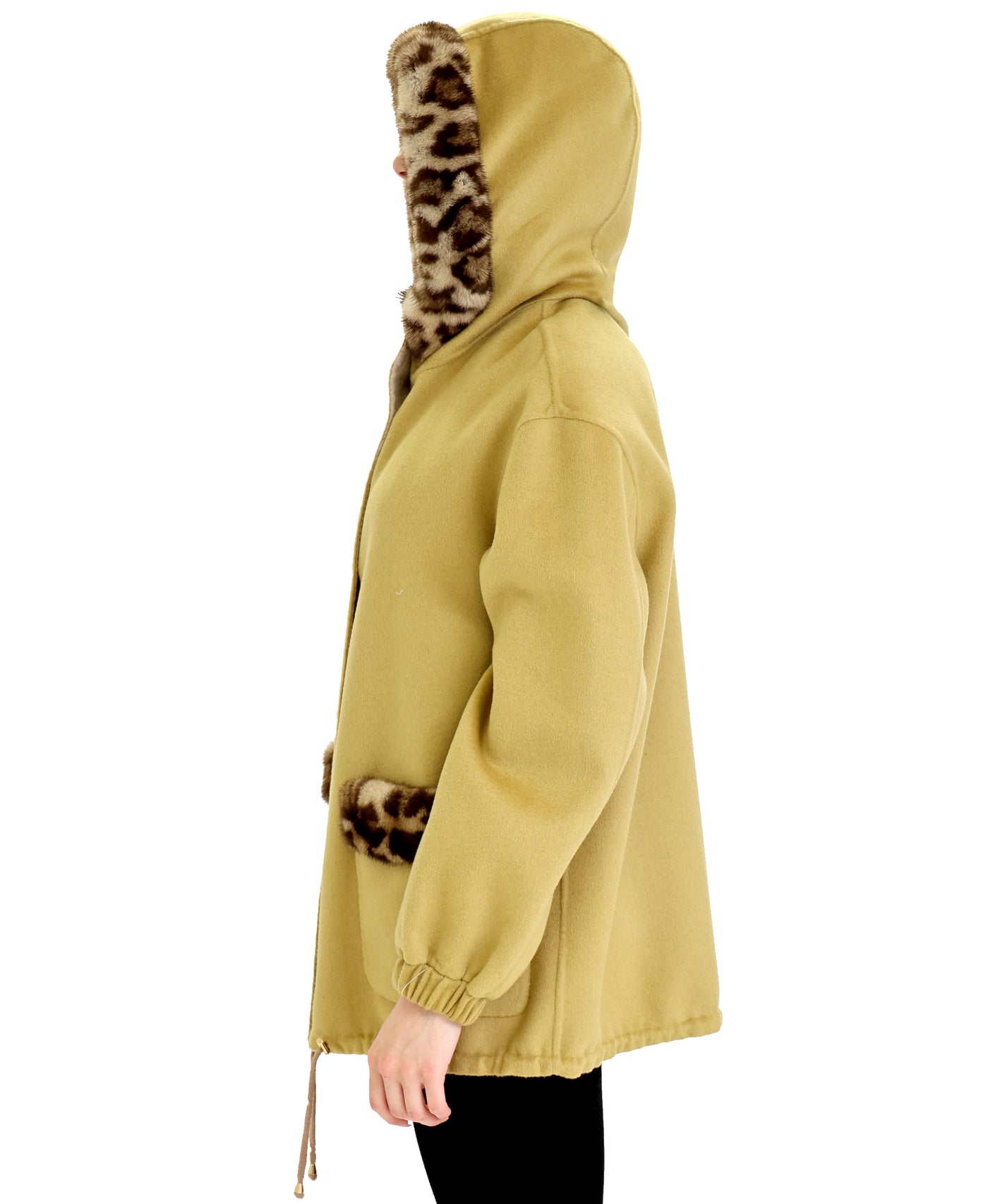 Wool Jacket w/ Leopard Fur Trim view 2