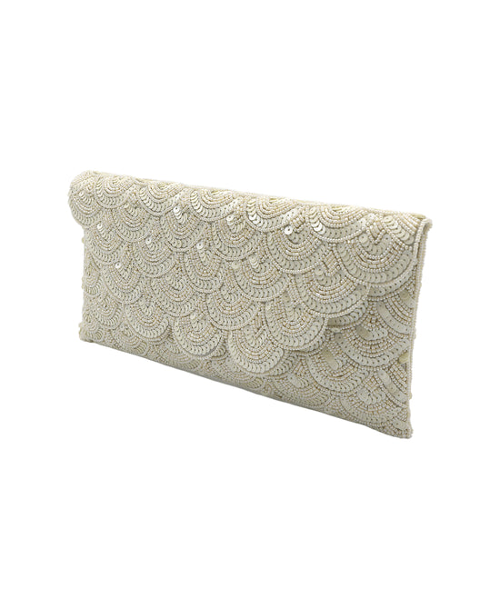 Sequin Scalloped Clutch Bag view 2
